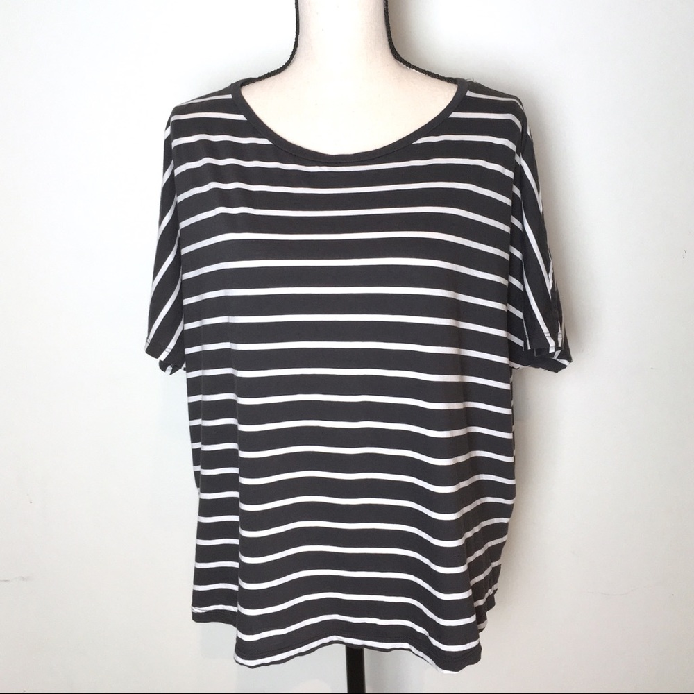 Armani Exchange · Gray + White Stripe Tee Sz XL